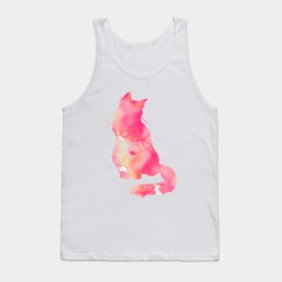 Pink Cat Watercolor Painting 2 Tank Top